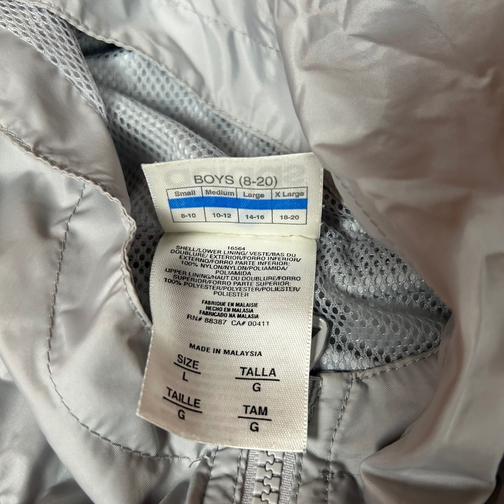 Adidas Windbreaker Jacket Boys Large Red White Colorblock Hooded Mesh Lined - Picture 3 of 6